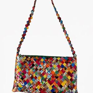 Recycled Candy Wrapper Woven Shoulder Bag Purse